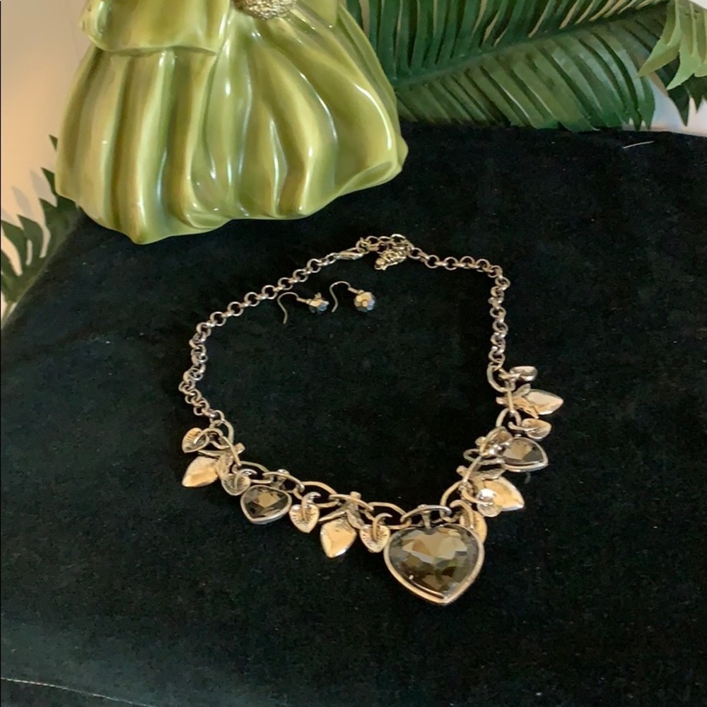 Silver Heart Necklace With Earrings!